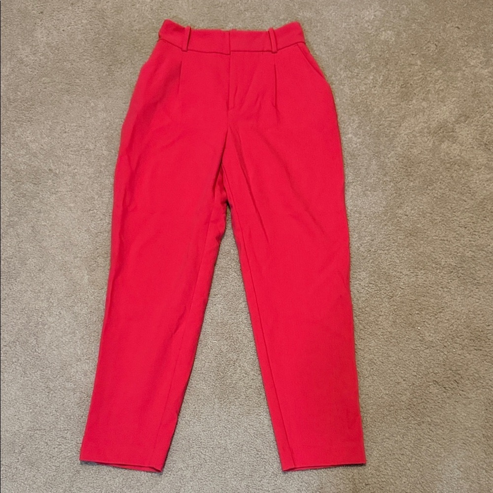 Zara Red High-Waisted Trousers